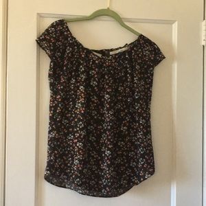 Lc Lauren Conrad Black print short sleeve blouse s